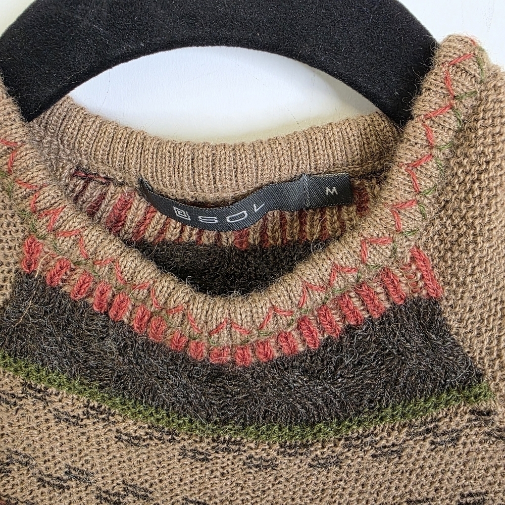 SOL Alpaca USA Baby Alpaca stripe knit mock neck pullover - Picture 2 of 8